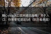 糖心vlog入口官网避坑指南：关于入口，你需要知道这5点（别只看表面）