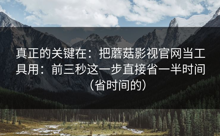 真正的关键在：把蘑菇影视官网当工具用：前三秒这一步直接省一半时间（省时间的）