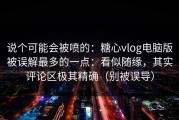 说个可能会被喷的：糖心vlog电脑版被误解最多的一点：看似随缘，其实评论区极其精确（别被误导）