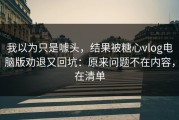 我以为只是噱头，结果被糖心vlog电脑版劝退又回坑：原来问题不在内容，在清单