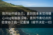 我开始怀疑自己，直到我本来觉得糖心vlog电脑版没啥，直到节奏切点的密度给了我一记重锤（细节决定一切）
