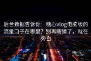 后台数据告诉你：糖心vlog电脑版的流量口子在哪里？别再瞎猜了，就在旁白