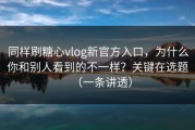 同样刷糖心vlog新官方入口，为什么你和别人看到的不一样？关键在选题（一条讲透）