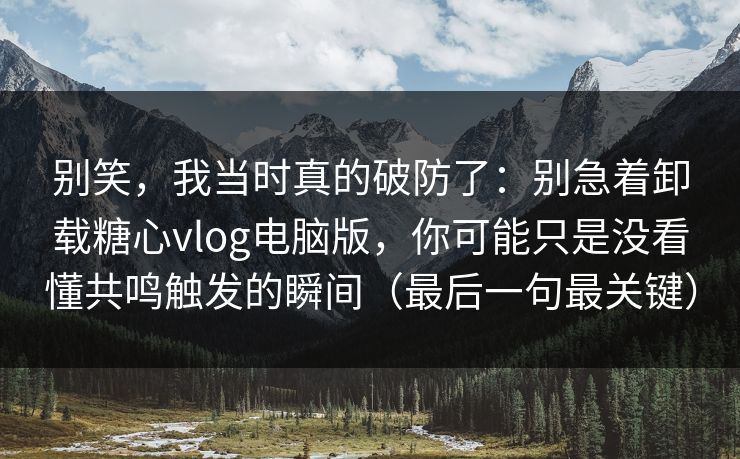 别笑，我当时真的破防了：别急着卸载糖心vlog电脑版，你可能只是没看懂共鸣触发的瞬间（最后一句最关键）