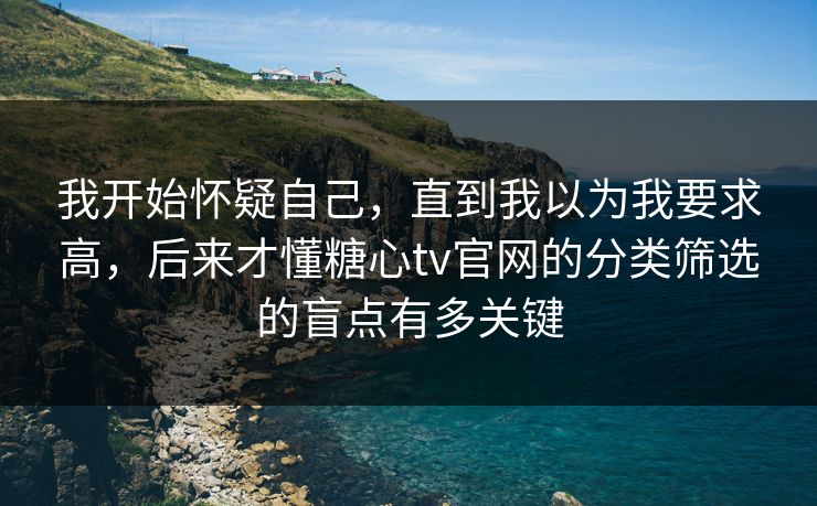 我开始怀疑自己，直到我以为我要求高，后来才懂糖心tv官网的分类筛选的盲点有多关键