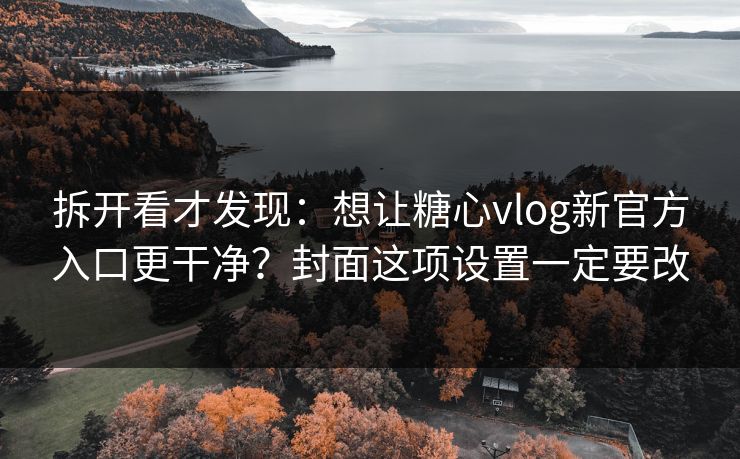 拆开看才发现：想让糖心vlog新官方入口更干净？封面这项设置一定要改