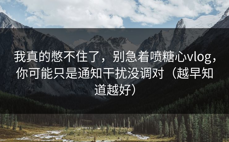 我真的憋不住了，别急着喷糖心vlog，你可能只是通知干扰没调对（越早知道越好）