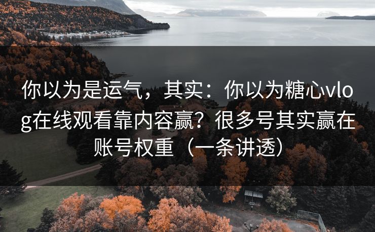 你以为是运气，其实：你以为糖心vlog在线观看靠内容赢？很多号其实赢在账号权重（一条讲透）
