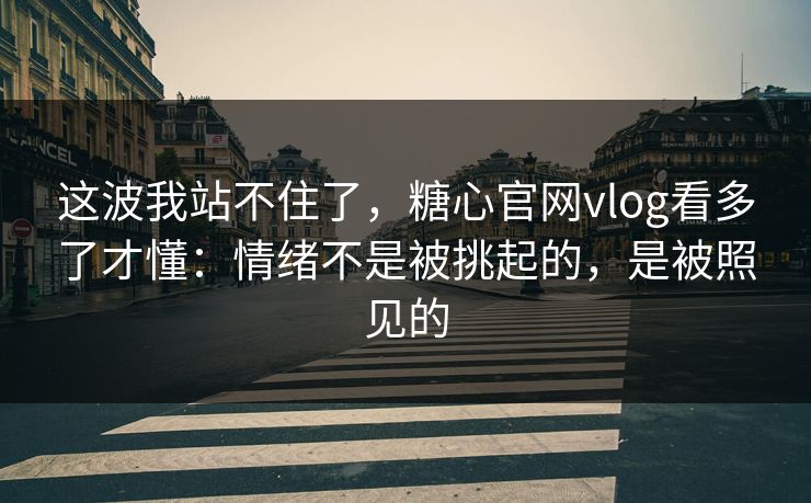 这波我站不住了，糖心官网vlog看多了才懂：情绪不是被挑起的，是被照见的