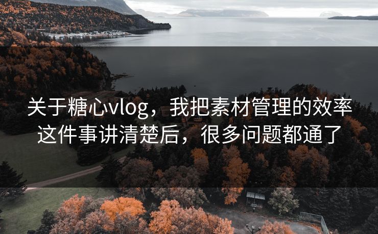 关于糖心vlog，我把素材管理的效率这件事讲清楚后，很多问题都通了