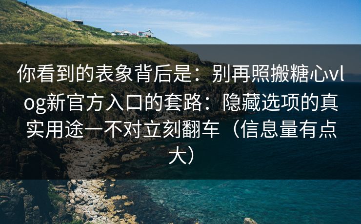 你看到的表象背后是：别再照搬糖心vlog新官方入口的套路：隐藏选项的真实用途一不对立刻翻车（信息量有点大）