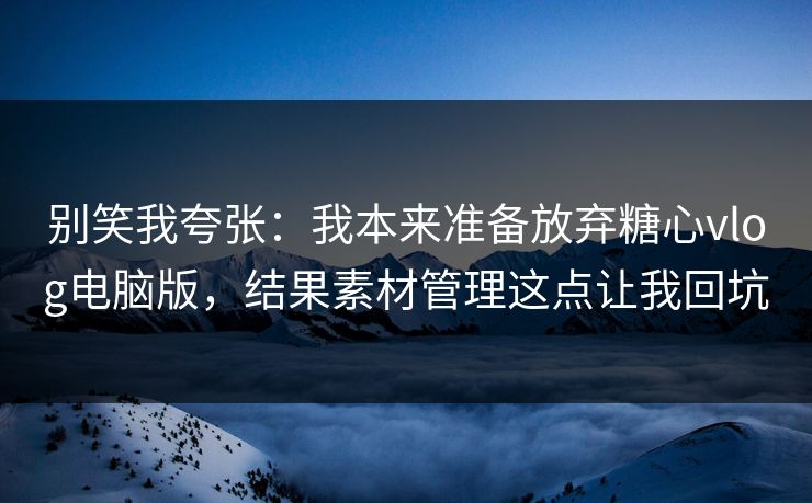 别笑我夸张:我本来准备放弃糖心vlog电脑版,结果素材管理这点让我回坑 别笑我夸张:我本来准备放弃糖心vlog电脑版,结果素材管理这点让我回坑